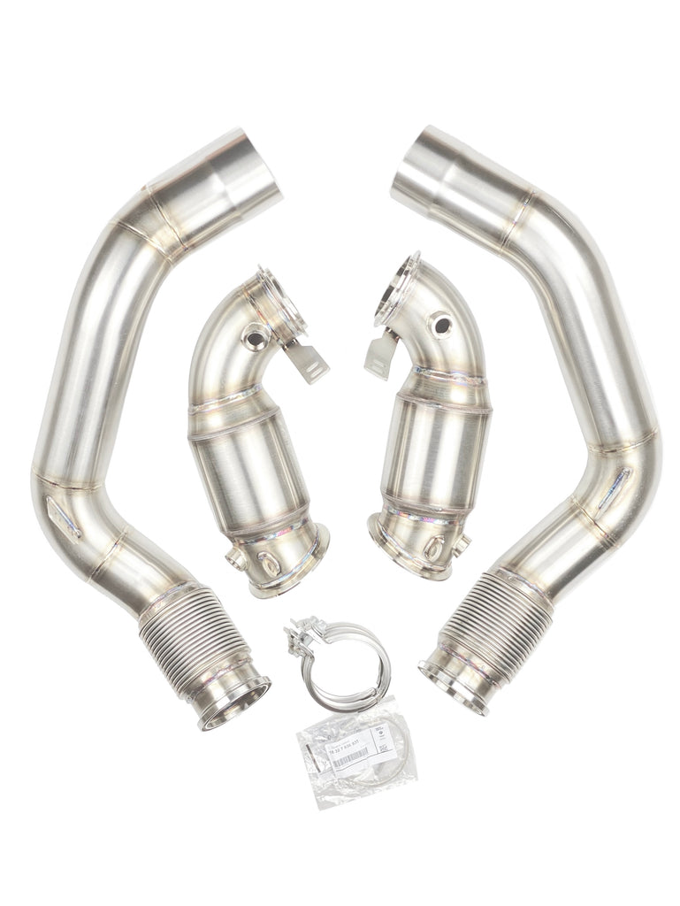 BMW X5M F95 downpipes with High Flow sports catalytic converters